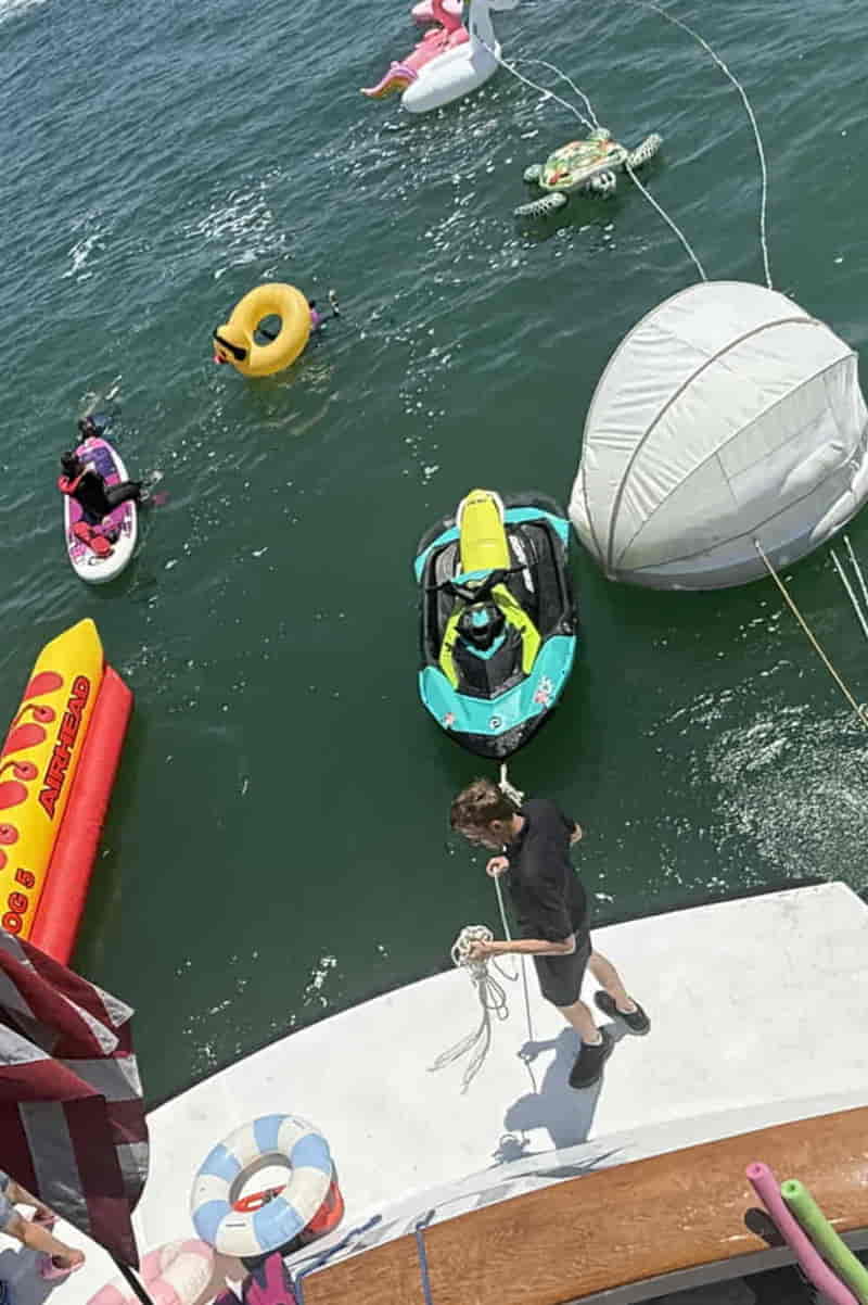 Aurora luxury charter yacht with water toys and swim platform in Marina del Rey